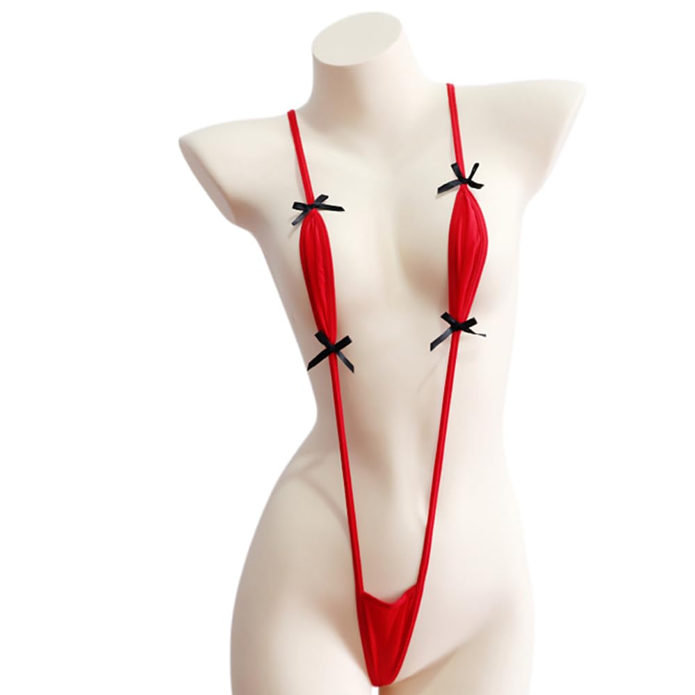 JasmyGirls Extreme Micro Swimsuit Sexy One Piece Swimwear Women Slingshot Monokini Bikini Lingerie: Red Small-Medium