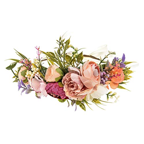 Ever Fairy® - Corona de flores para mujer, diseño floral, para novia, accesorio para el pelo multicolor talla única