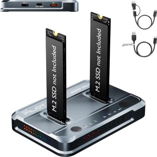 AMZPILOT Dual-Bay M.2 SSD Cloner Dock 10Gbps NVMe SATA Reader Quad Cooling