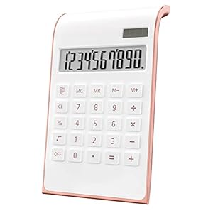 Rose Gold Calculators, Desktop Calculator with Large LCD Display, 10 Digits Solar Power Basic Office Calculator, Rose Gold Office Desk Supplies and Accessories