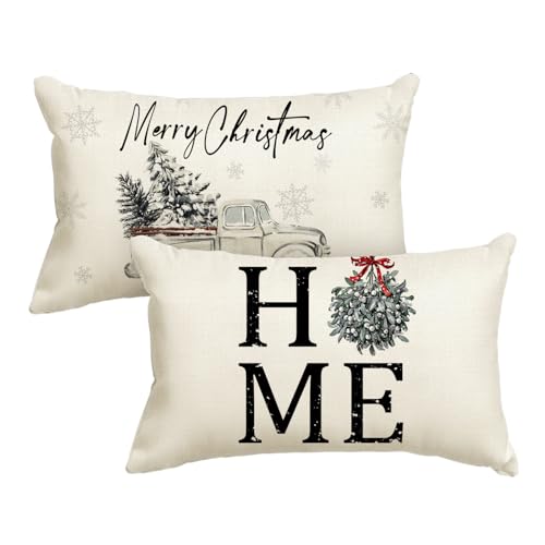 Artoid Mode Lastwagen Bäume Weihnachten Kissenbezüge 2er Set, 30x50...