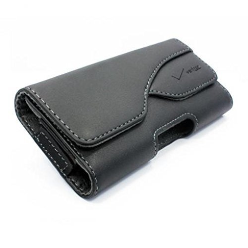Black Verizon Leather Phone Case Cover Pouch Swivel Belt Clip for Cricket Nokia Lumia 635 - Cricket Samsung Galaxy Amp 2 - Cricket Samsung Galaxy Core Prime