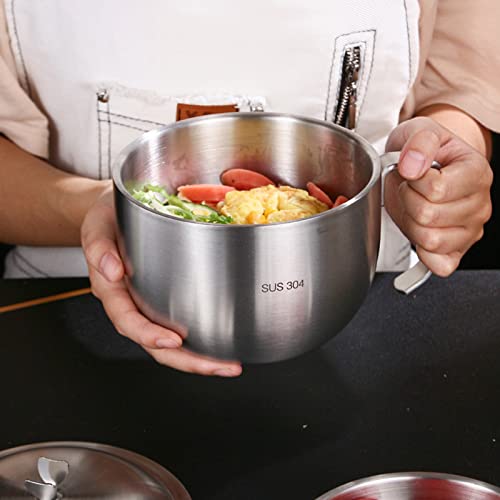 Tigela de macarrão de aço inoxidável 304, tigela de sopa de grande capacidade 1000ml com tampa recip