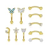 EVISPOL 10Pcs a Pack 16G Rook Curved Barbell Eyebrow Rings for Women Men 316L Surgical Steel Belly L