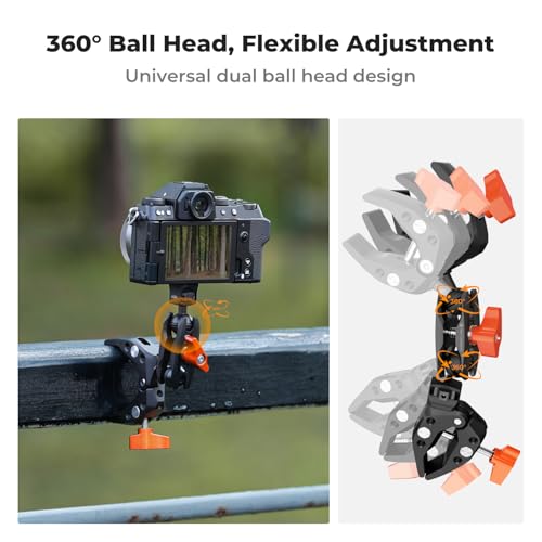 Image of K&F CONCEPT Double Super Clamp Camera Mount with 1 /4 inch Threads Metal Clamp