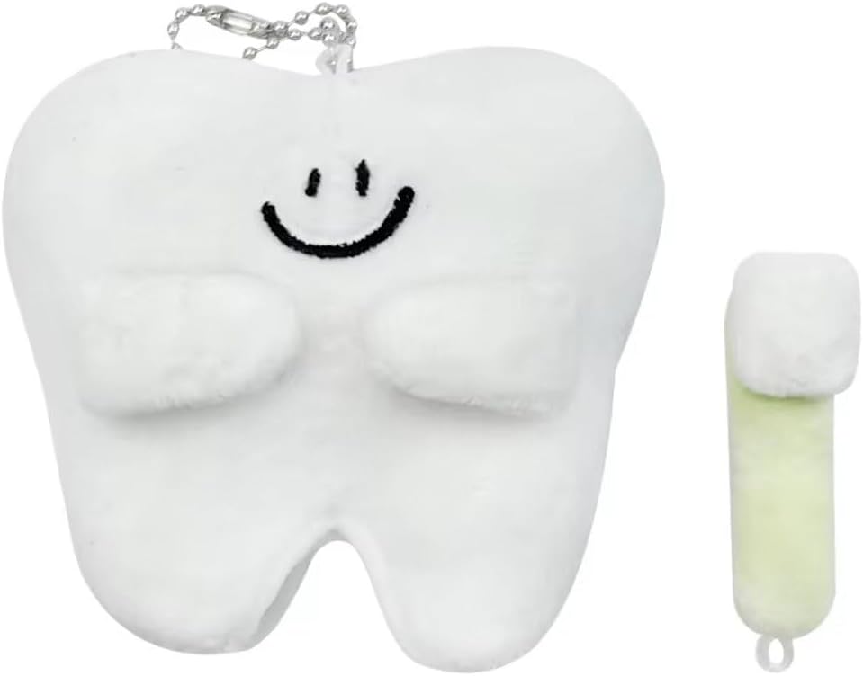 Plush Tooth Keychain Tooth Toothbrush Pendant Set Bag Charm Tooth Key Ring Tooth Decor Plush Bag Hanging Ornament for Dentist Clinic Gift
