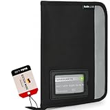 DADA LAB Fahrzeugmappe A5 Handschuhfach Organizer Auto, 4 Fach Stauraum, Reflektionsstreifen, Separates Kartenfach, Dokumentenmappe Schwarz