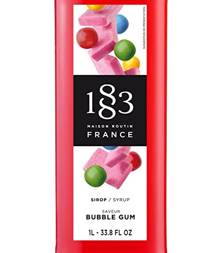 Image of 1883 Bubblegum Syrup for Drinks, Made in France, 1 Liter Glass Bottle