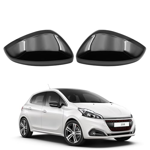 Coques de rétroviseur latéral Peugeot 208 2012-2018 noir brillant ABS
