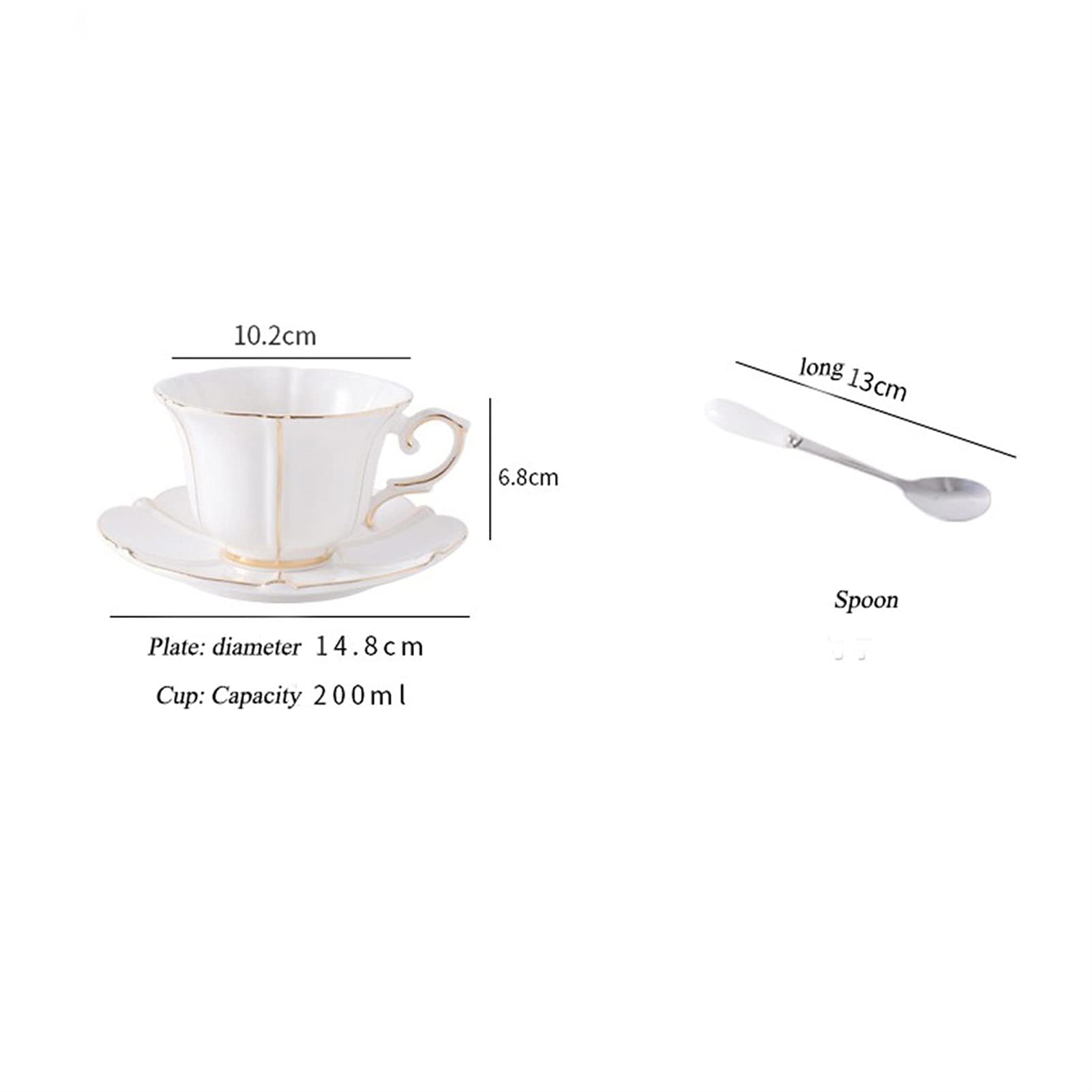 kubki do kawy Sześcioodporna ceramiczna w kształcie kwiatów i spodek (7 uncji) filiżanka kawy z uchwytem na kubek/zestaw białych filiżanki/angielski kubek kawy/zestaw herbaty porcelanowej filiża