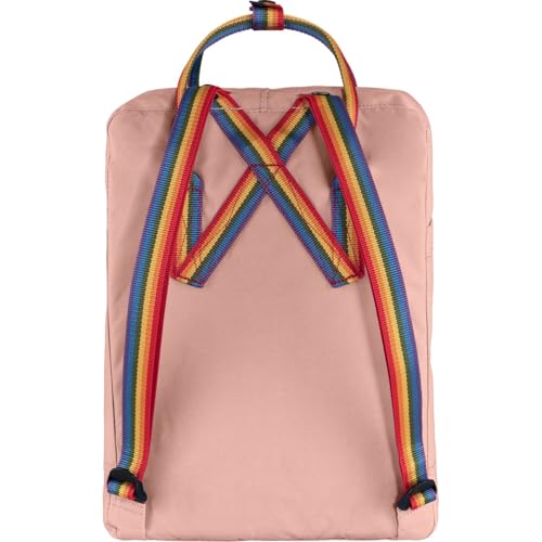 Image of Fjallraven Kanken Rainbow Backpack - Durable Vinylon Fabric, Classic Rainbow Design - School, Travel, Chalk Rose-Rainbow, One Size