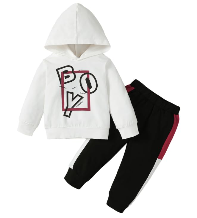 Conjunto de calça e moletom infantil para bebês meninos, Branco, 2-3 Anos