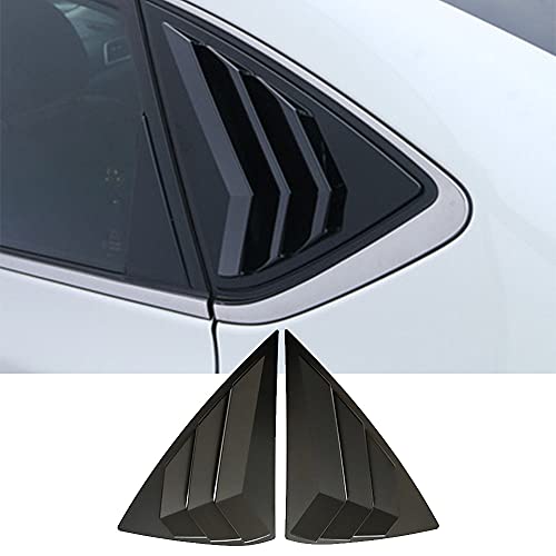 BOLTRY ABS Rear Side Window Louvers Air Vent Scoop Shades Cover Blinds Trim for Nissan Sentra 2013-2019 (Bright Black)…
