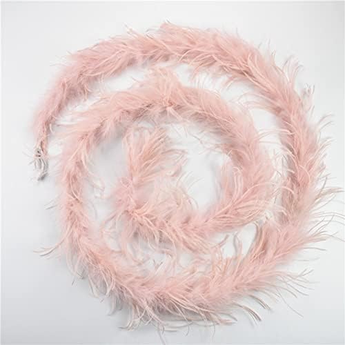 Zamihalaa - 2Meters Fluffy Ostrich Feather Boa Trim White Black Ostrich Feathers for Clothes Needlework Dress Crafts Plumes Party Decoration
