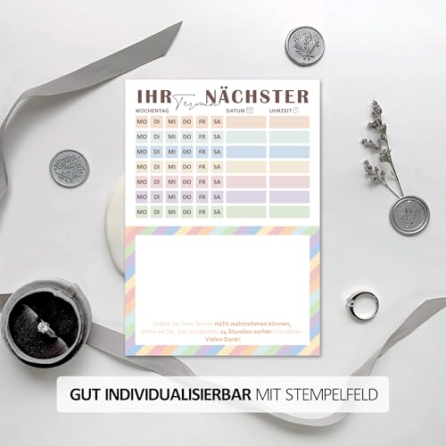 BIROYAL Terminzettel Praxis | 12 x Terminblock | ​Terminblöcke mit 600 Terminzetteln | DIN-A7 Terminzettel 7 Termine pro Zettel für Ärzte, Heilpraktiker, Physio, Massage, Studios, Kosmetik