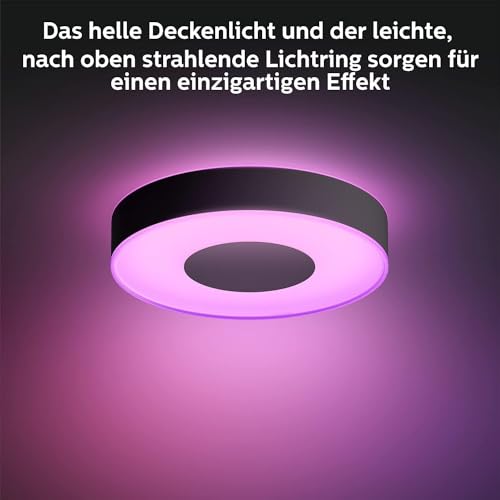 Philips Hue White & Color Ambiance Infuse Deckenleuchte L (3.700 lm), dimmbare Raumbeleuchtung f&uuml;r das Hue Lichtsystem mit 16 Mio. Farben, smarte Lichtsteuerung &uuml;ber Sprache und App, schwarz