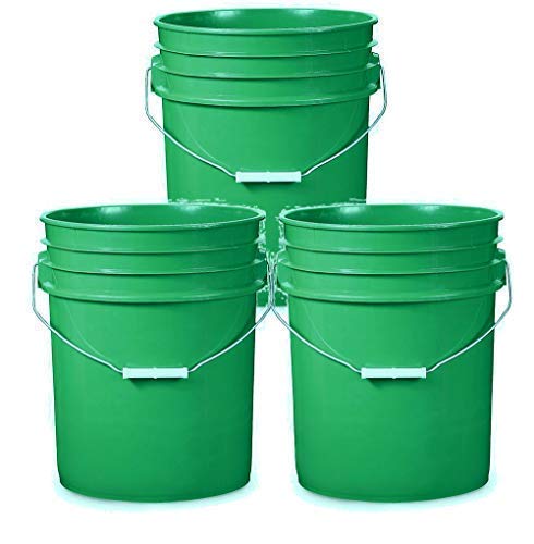 5 Gallon Green Plastic Buckets | 3 Pack | Hdpe Plastic | Super Heavy Duty 90 Ml #TOP2