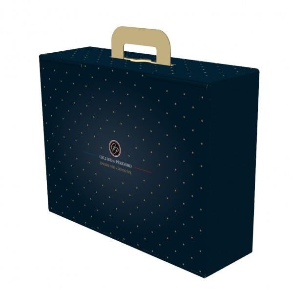 CELLIER DU PÉRIGORD - Colis de Noël - Panier Gourmand, Assortiment de Produits du Sud-Ouest - Menu Gastronomique Complet pour 2 Personnes, avec 2 Bouteilles de Vin