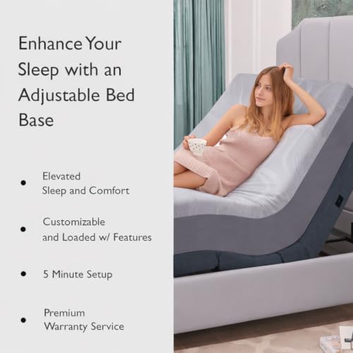 Image of Premium King Adjustable Bed with 14 Inch Prime Gel Memory Foam Sleep System, Massage, Zero Gravity, Anti-Snore, Programmable Memory Positions, USB, Underbed Lighting, Zero Clearance