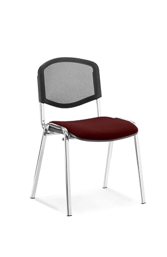 Image of DYNAMIC Stacking Chair ISO Chrome Frame Mesh Back Ginseng Chilli Fabric Seat Pack of 4 Without Arms