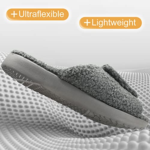 Oncai Mens House Slippers With Arch Support，Fur Slides With Orthopedic For Plantar Fasciitis Relief Wide Footbed And Adjustable Strap Grey Size 11 #TOP6