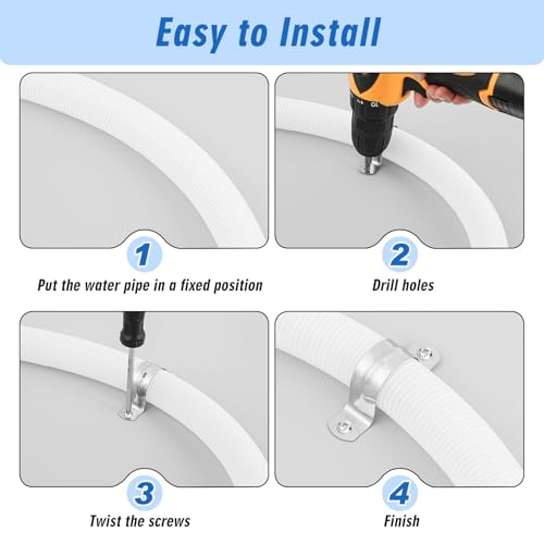 Image of Yaocom 100 Pcs 1 Inch Opening Pipe Strap 304 Stainless Steel Conduit Clamp Reinforced Rigid 2 Hole U Bracket for Pipe Fixing on Various Surfaces