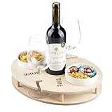 INEXTERIOR WineTime - WeinBar für Weiflasche und Gläser sowie Snacks - Aus Birkenholz hangefertigt - Made in Germany - Weinträger Weinregal tablett Brett unterlage (Natur)