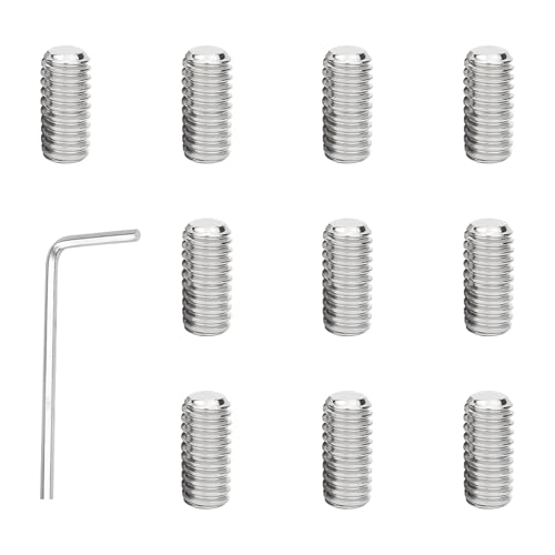 Yitexin Juego de 11 Tornillos Prisioneros de Cabeza Hexagona 155023 con Llave Allen, Tornillos de Fexagonal de Acero Inox para Reparación de Grifo Monomando, Tornillos sin Cabeza (Plata)