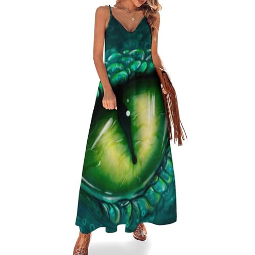 Robe pour femme été sans manches style maxi yeux dragon