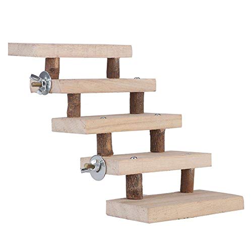 Escalera de Madera Natural con 5 Capas, Escaleras de Escaleras para Accesorios de Jaula de Loros Conejillos Hamsters