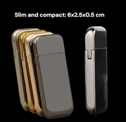 Encendedor NIVEK Slim Compact metal ultrafino negro miniatura 5