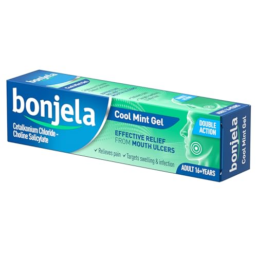 Bonjela Adult Gel 15g - Mint Oral Pain Relief For Mouth Ulcers Cold Sores Dentures - Fast 3-Minute Action Fights Infections Medication For Quick Comfort
