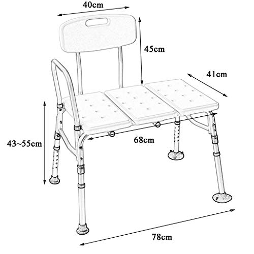 Chaise de douche hauteur réglable en alliage d'aluminium durable - 3