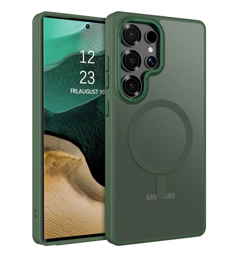 Image of YINLAI for Samsung S25 Ultra Case 6.9-inch,Magnetic Compatible with MagSafe, Slim Matte Anti-Fingerprint, Shockproof Full Body Military Grade Protection for Samsung S25 Ultra Cover, Green