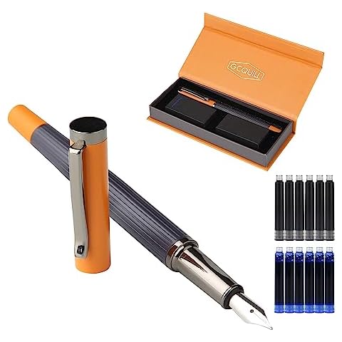 GC QUILL Fountain Pen Set – Fine Nib with 12 Ink Cartridges and Ink Refill Converter, Pen Gift Set for Writing Journaling Calligraphy– MU-12 Cover