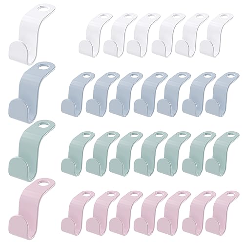 HUSAIHU 40 Pieces Clothes Hangers Space Savers Multicolor Clothes Hanger Connector Hooks Hanger Connector Hooks for Wardrobe Organise Space Saving (Multicolor)