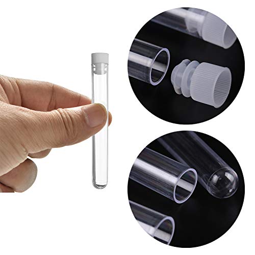 image for Lainrrew 50 Pcs Test Tubes, Clear Plastic Test Tubes with Caps & 2 Fun