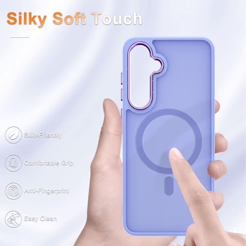 Image of for Samsung Galaxy S24 FE Case, Matte Magnetic Phone Case with 1 Screen Protector, Support for Magsafe, Translucent Frosted Slim Shockproof Protective Cover for Samsung Galaxy S24 FE, Lavender Purple