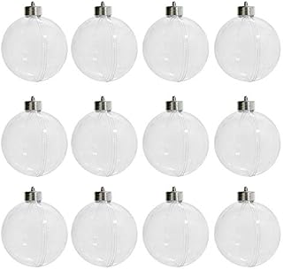 Mr Crimbo Pack of 12 DIY Christmas Baubles Clear Fillable Balls Arts Crafts 8cm