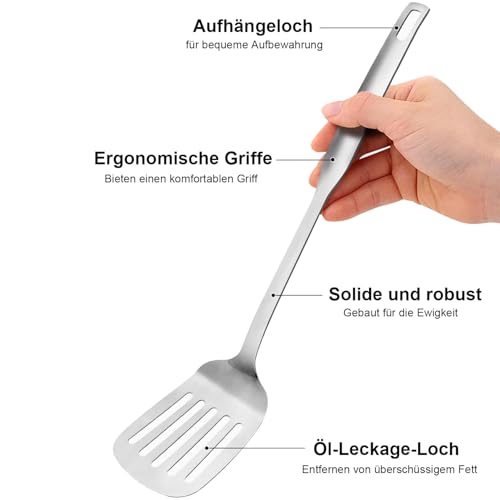 Durable Stainless Steel Spatula Set - 35 cm High-Heat Resistant Cookware for Flipping Fish, Eggs, and Pancakes, Dishwasher Safe - Image 3
