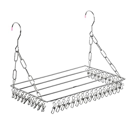 Unomor 1pc Drying Rack Multifunctional Foldable Clip Hangers Laundry Drip Hanger Pants Hanger Hanger Clothes Hanger Coat Hangers Drying Clips Hanger Stainless Steel Silver