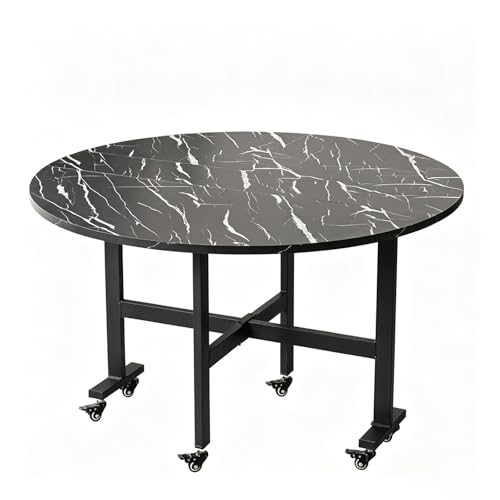 Table Ronde Salle Manger, Table Pliante Interieur, avec 6 roulettes Verrouillables Et Ailes Rabattables, Table Console Extensible, pour Un Salon...