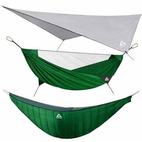 Image of Camping Hammock with Mosquito Net, Underquilt & Rain Fly Tarp
