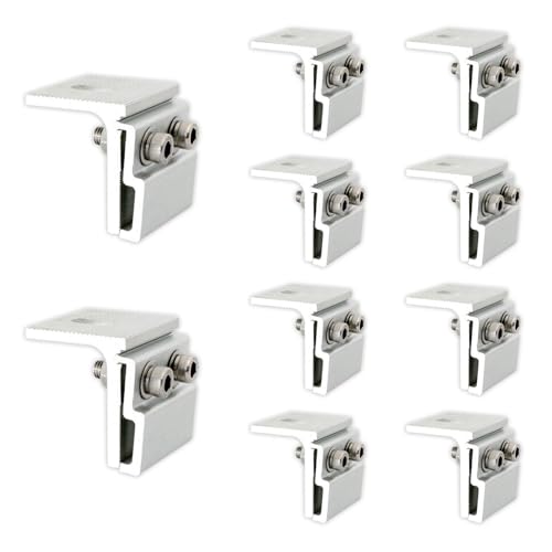 Dachfalzklemme, 10PCS Stehfalzklemme Photovoltaik Halterung aus Aluminium Solar Befestigung Blechdach Stehfalzklemme PV-Dachnahtklemme für Stehfalzdach - 45x52mm