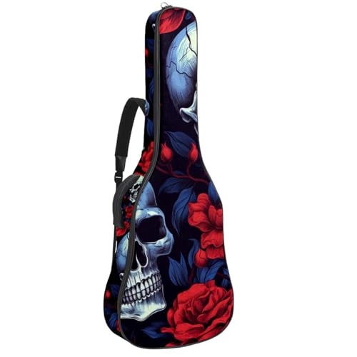 Sac pour guitare avec motif de crâne d'Halloween en tissu Oxford imperméable résistant