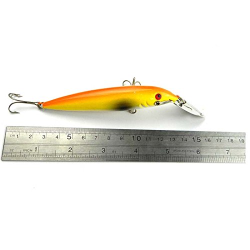 Momoda 4# Hooks 3D Eyes Plastic Hard Fishing Lures (7 Color, 14Cm Length, Pack Of 7Pcs) #TOP2