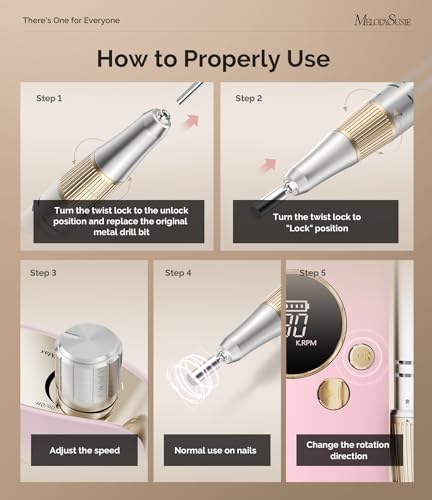 Image of MelodySusie Entry-Level Clip-On Rechargeable Nail Drill, SC320F 30000RPM E-File with Pastel & Colorful Design for Manicure Shaping & Gel Removal, Ideal for Training, Nail Art Practice & Home Use.