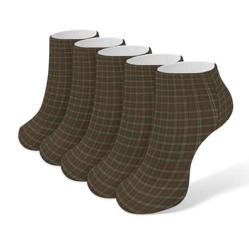 IKZHYVII Scott Hunting Modern Original Scottish Tartan Low Cut Ankle Socks 5 Pairs for Men Women Lightweight Breathable