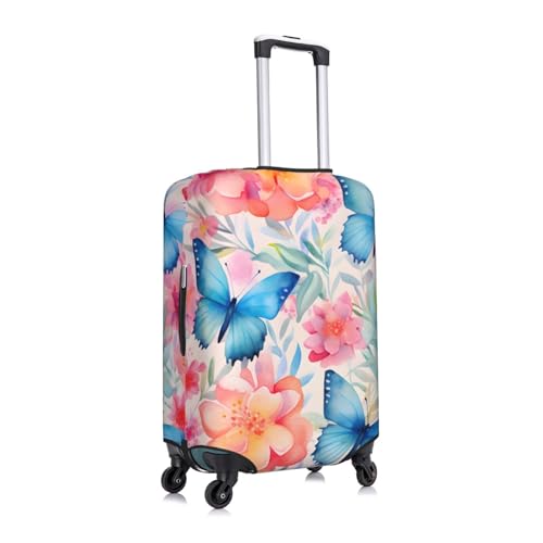 Colorful Butterfly Flowers Travel Luggage Cover for Suitcase Anti-Scratch Fashion Suitcase Protector Washable Elastic Baggage Covers Fits 25-28 Inch Luggage for Travel Beach Holiday2