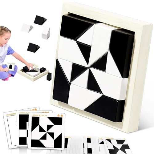 Block Puzzle Holz Geometrisches Puzzle Montessori 3D Brain Puzzle Spiel Holzblöcke Kinder Ab 3+ Jahre für FrüHe Bildung, Lernspielzeug, Geschenke